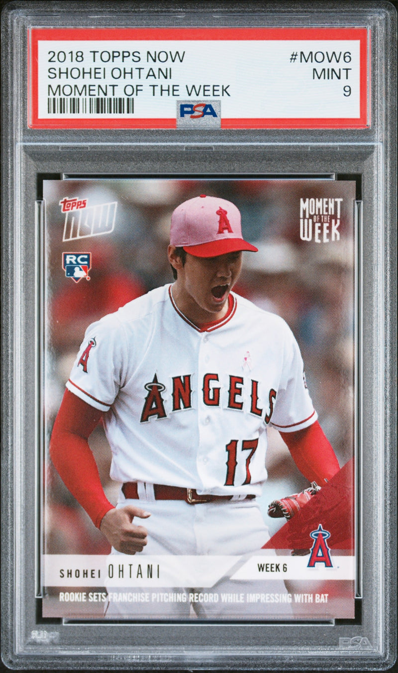 Shohei Ohtani Rookie Card 2018 Topps Now #MOW-6 Moment of the Week, PSA 9, Los Angeles Angels Baseball