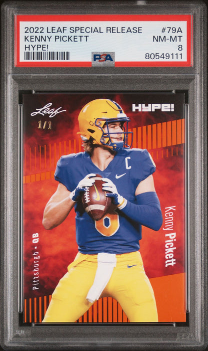 PSA 8 Kenny Pickett 2022 Leaf Hype! #79A Orange Masterpiece 1/1 Rookie Card