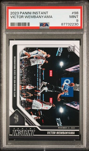 PSA 9 Victor Wembanyama 2023 Panini Instant #98 Rim Rocking Slam Rookie Card San Antonio Spurs