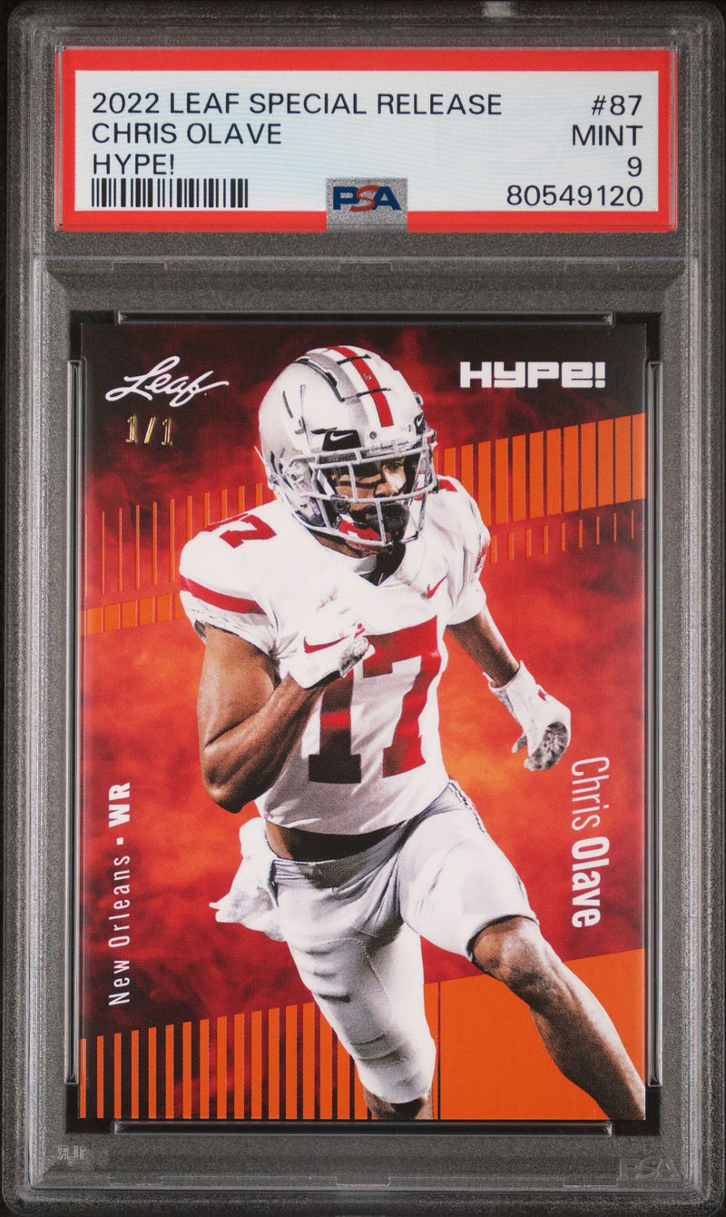 PSA 9 Chris Olave 2022 Leaf Hype! #87 Orange Masterpiece 1/1 Saints Rookie Card