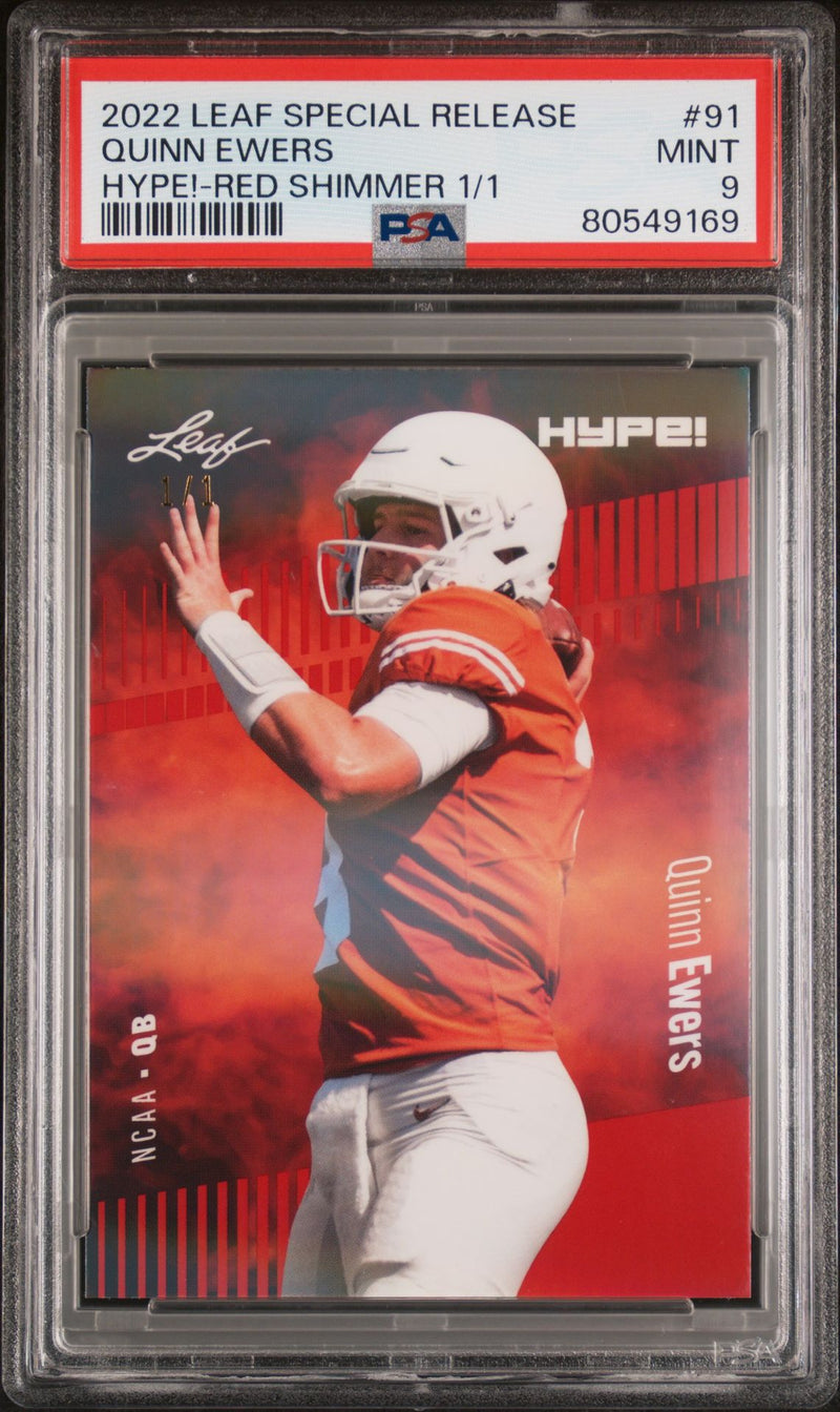 PSA 9 Quinn Ewers 2022 Leaf Hype! #91 Red Shimmer 1/1 Rookie Card