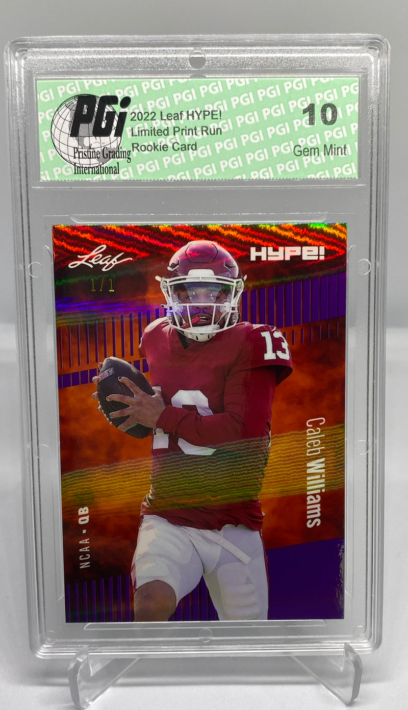 Caleb Williams 2022 Leaf HYPE! #96 Purple Shimmer 1 of 1 Rookie Card PGI 10