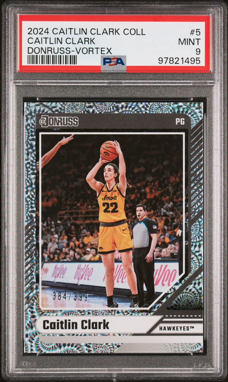 PSA 9 2024 Panini Caitlin Clark Collection #5 Vortex #384/399 Rookie Card Iowa Hawkeyes