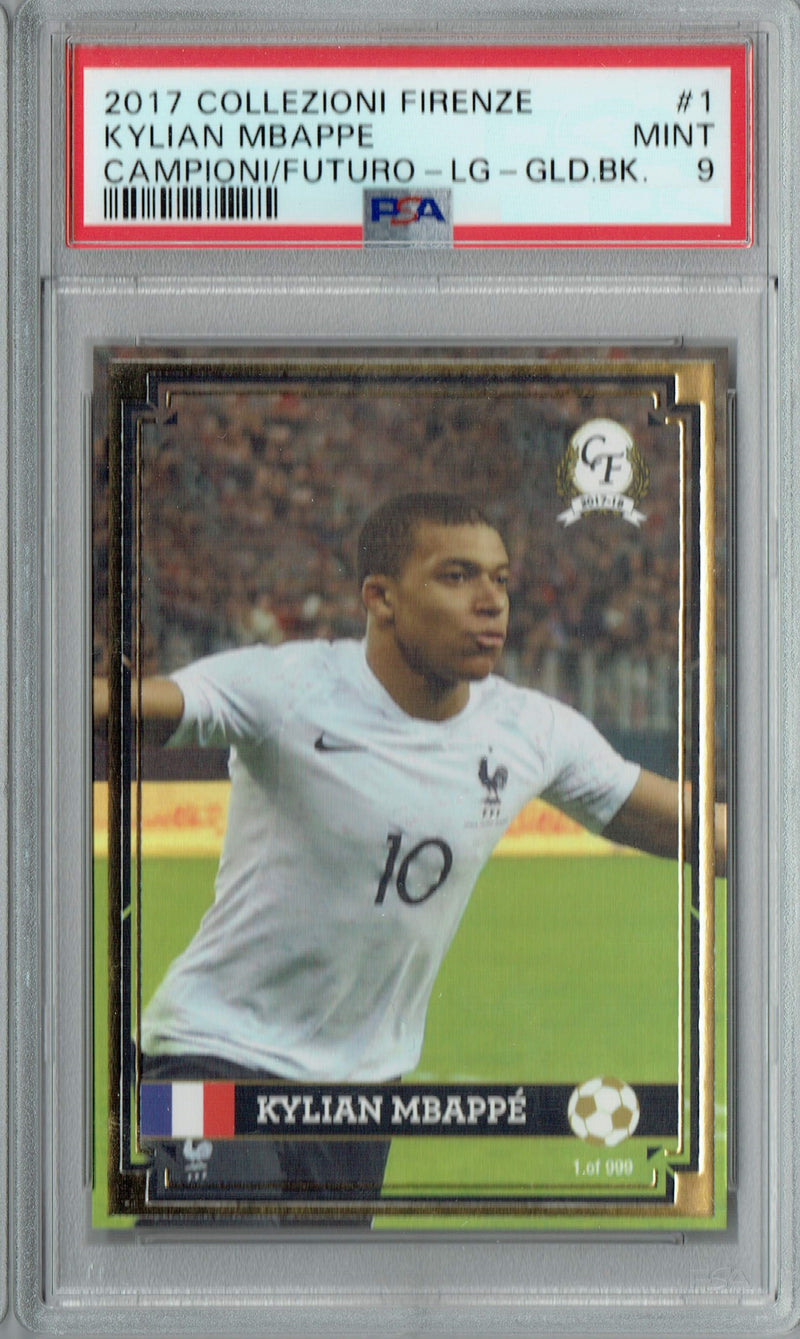 PSA 9 Kylian Mbappe 2017 Campioni Futuro 1/999, #1 Rookie Card Large Gold Back