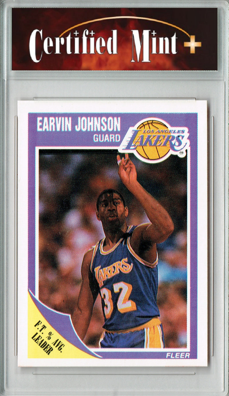 Certified Mint+ Magic Johnson 1989 Fleer #77 Rare Trading Card Los Angeles Lakers