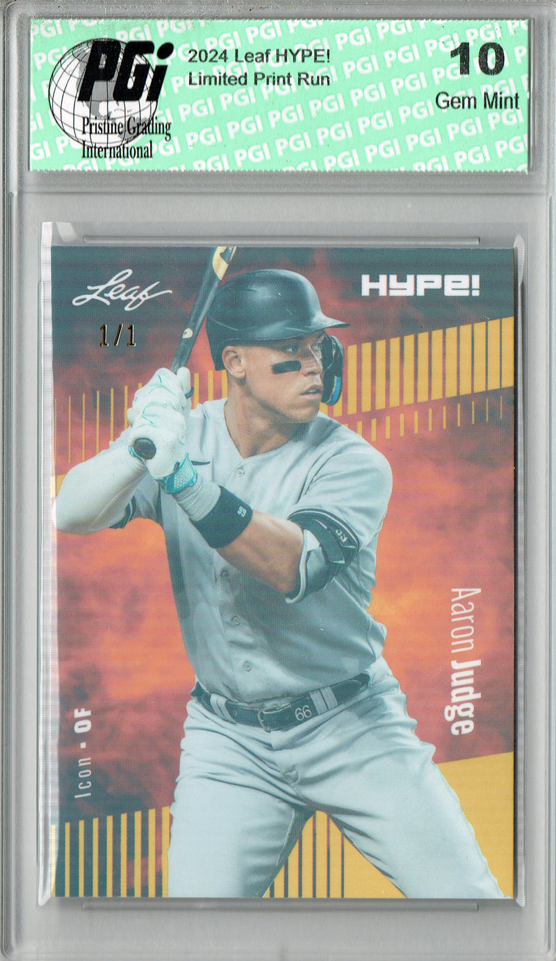 Aaron Judge 2025 Leaf HYPE! #176 Gold Shimmer 1 of 1 Rare Trading Card PGI 10