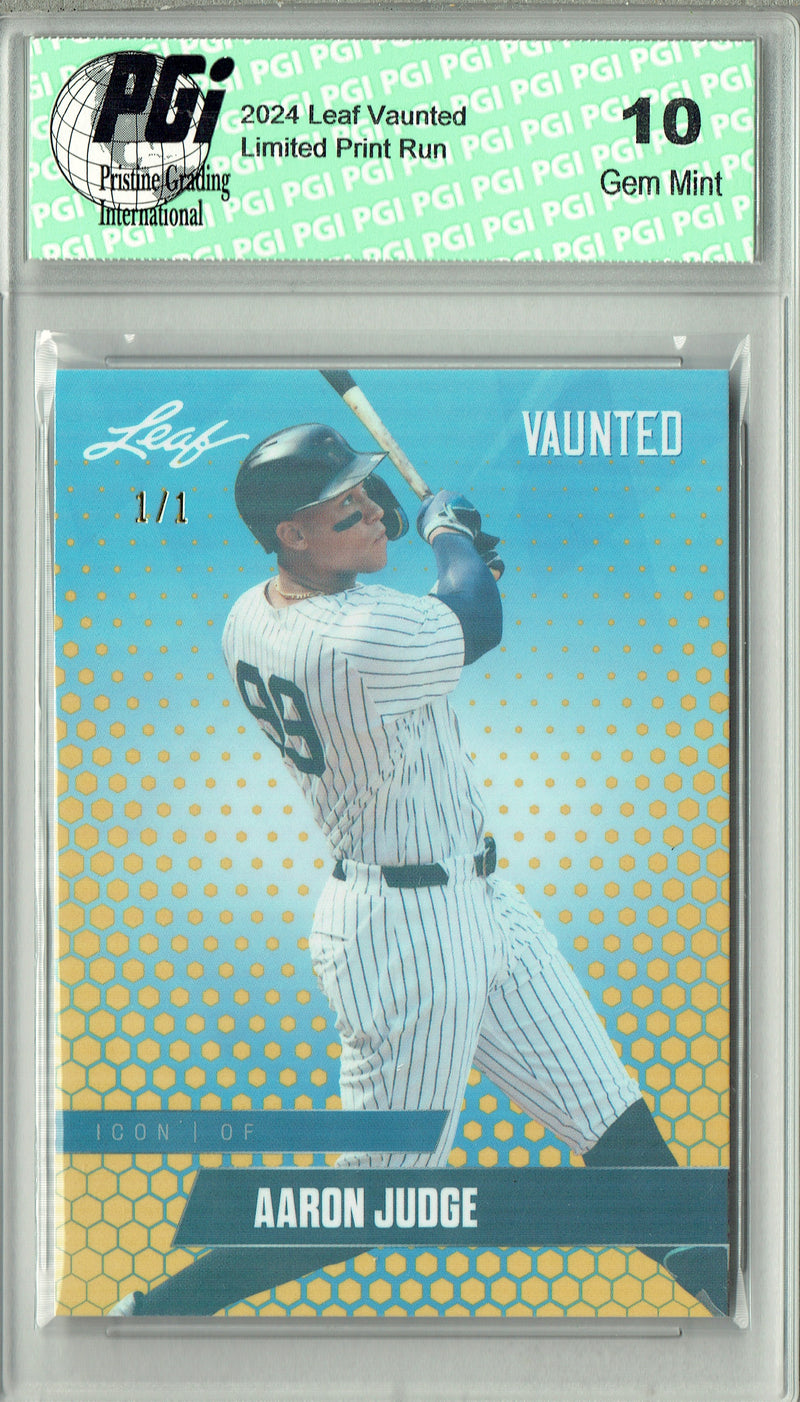 Aaron Judge 2024 Leaf Vaunted #V-21 Gold Shimmer 1 of 1 Rare Trading Card PGI 10