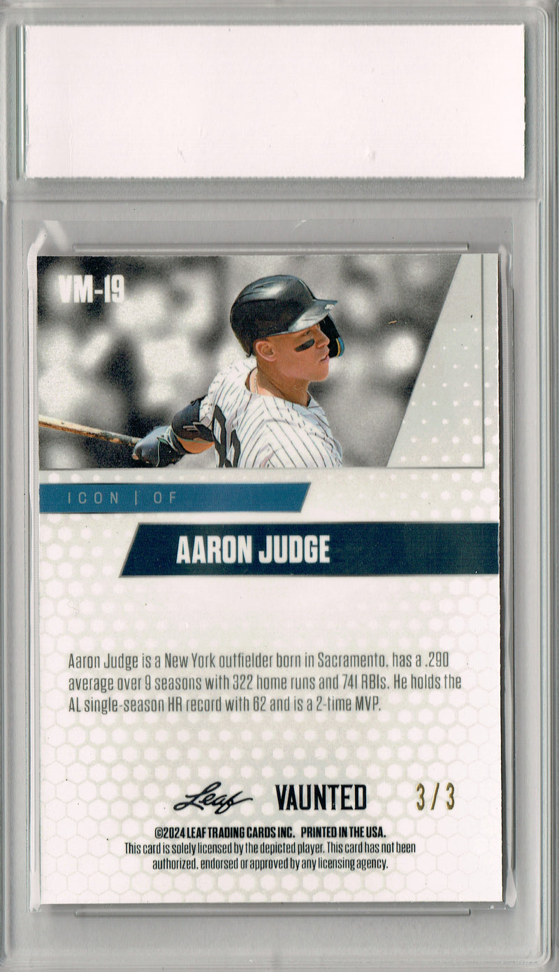 Aaron Judge 2024 Leaf Vaunted Metal #VM-19 Orange 3 Made Rare Card PGI 10
