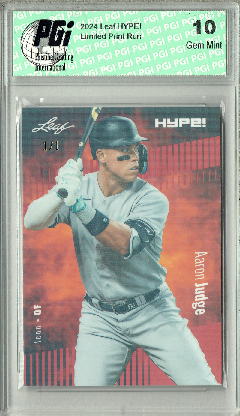 Aaron Judge 2024 Leaf HYPE! #176 Orange Shimmer 1 of 1 Rare Trading Card PGI 10