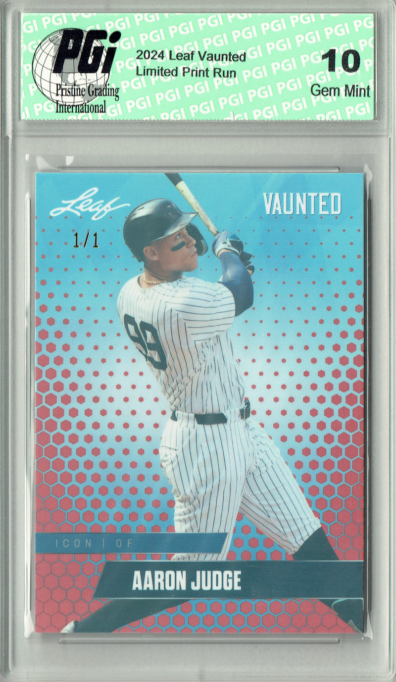 Aaron Judge 2024 Leaf Vaunted #V-21 Orange Shimmer 1 of 1 Rare Trading Card PGI 10