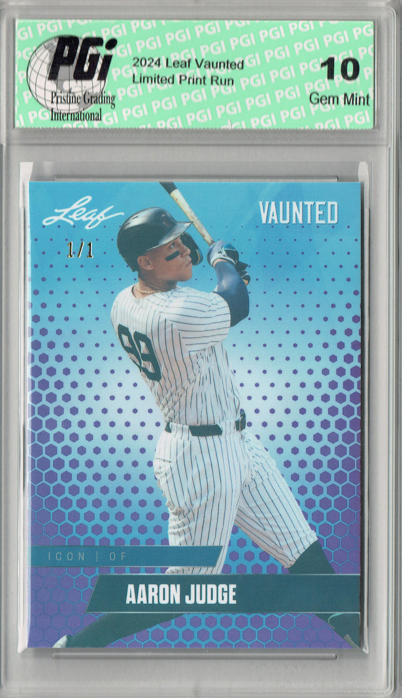 Aaron Judge 2024 Leaf Vaunted #V-21 Purple Shimmer 1 of 1 Rare Trading Card PGI 10