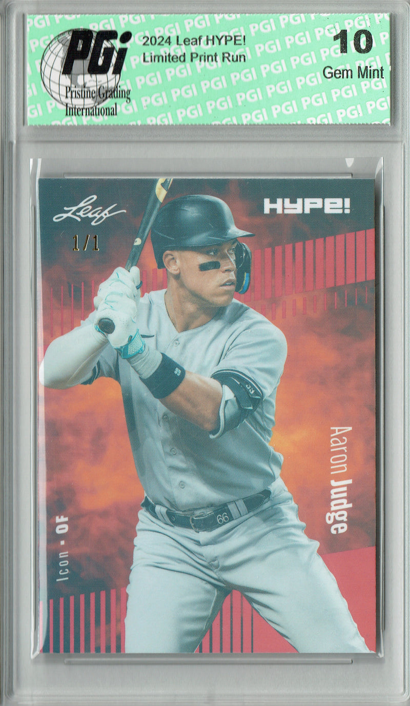 Aaron Judge 2024 Leaf HYPE! #176 Red Shimmer 1 of 1 Rare Trading Card PGI 10