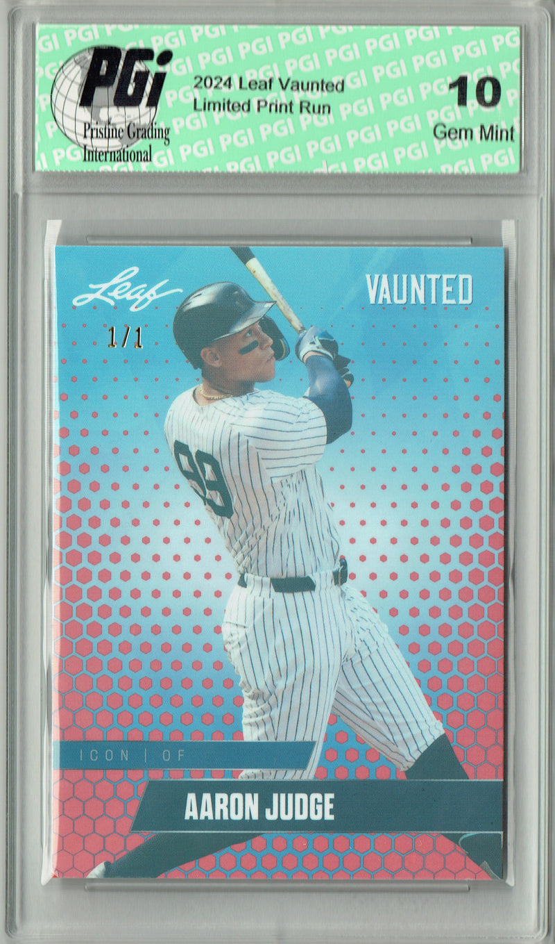 Aaron Judge 2024 Leaf Vaunted #V-21 Red Shimmer 1 of 1 Rare Trading Card PGI 10