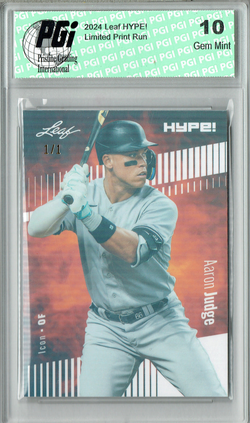 Aaron Judge 2024 Leaf HYPE! #176 White Shimmer 1 of 1 Rare Trading Card PGI 10