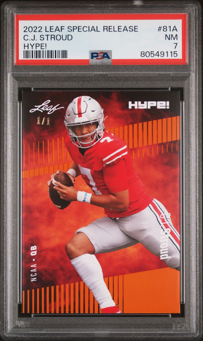C.J. Stroud PSA 7 2022 Leaf Hype! #81A Orange Masterpiece 1 of 1 Rookie Card