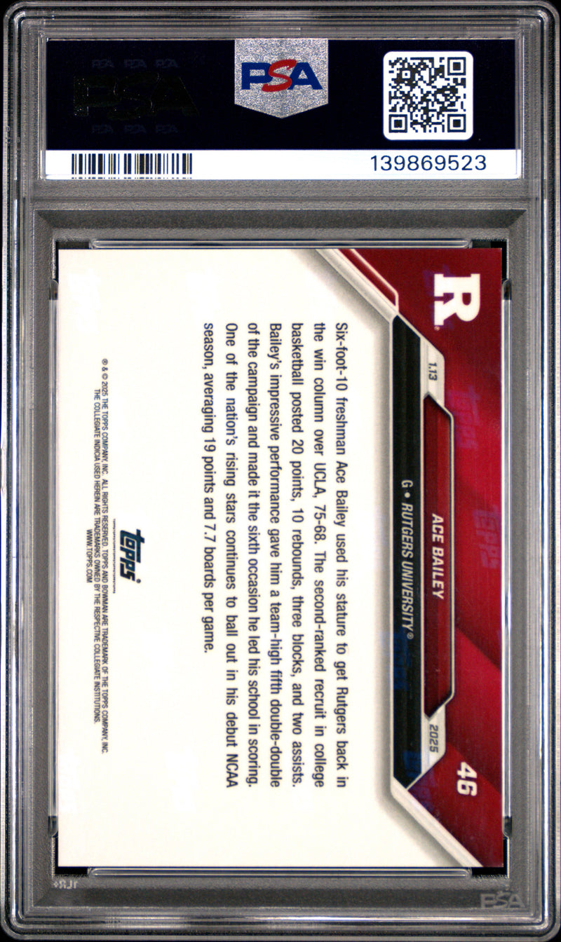 PSA 9 Ace Bailey 2024 Bowman University Now #78 Orange #2/5 Rookie Card Rutgers