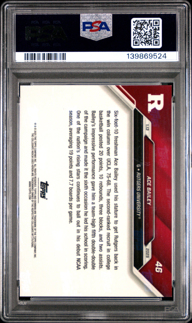 PSA 9 Ace Bailey 2024 Bowman University Now #78 Red #6/10 Rookie Card Rutgers