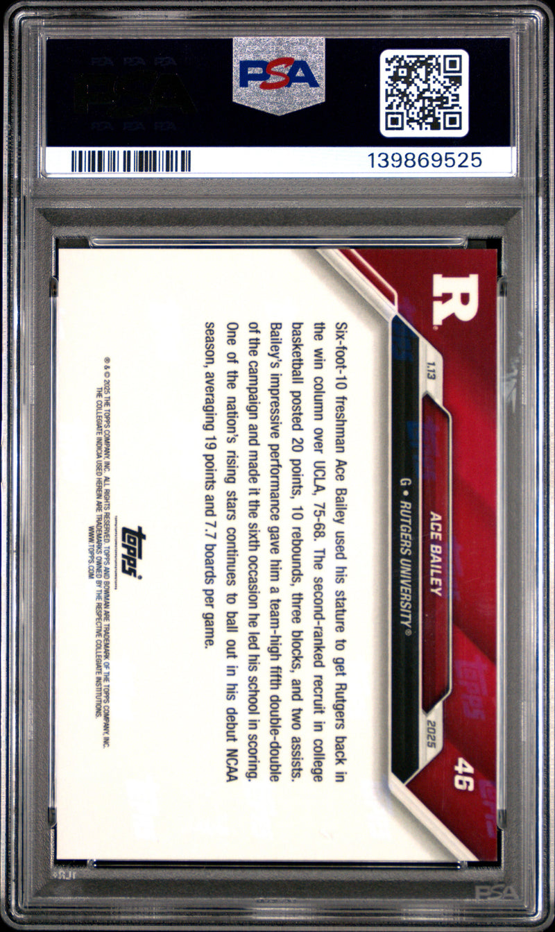 PSA 10 Ace Bailey 2024 Bowman University Now #78 Red Jersey #4/10 Rookie Card Rutgers