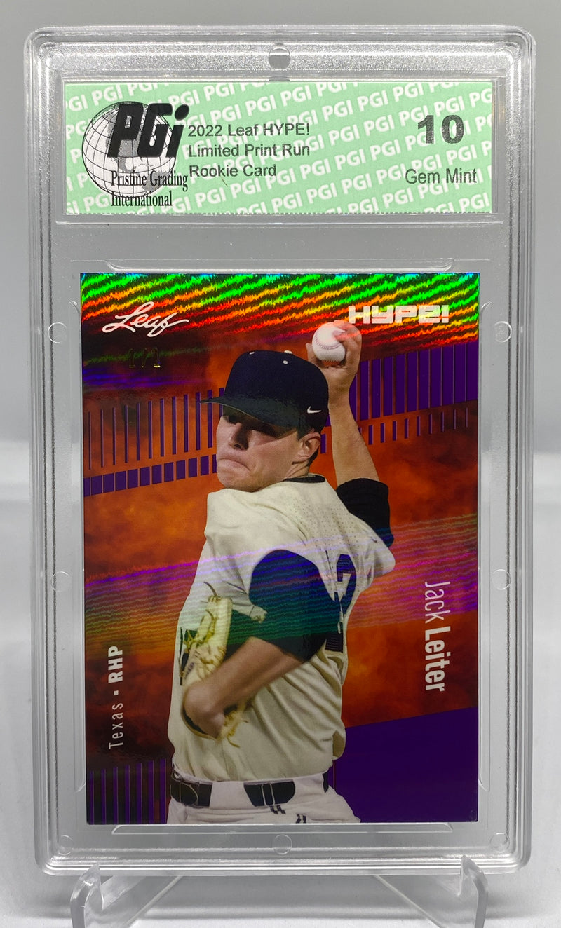 Jack Leiter 2022 Leaf HYPE! #68 Purple Shimmer 1 of 1 Rookie Card PGI 10