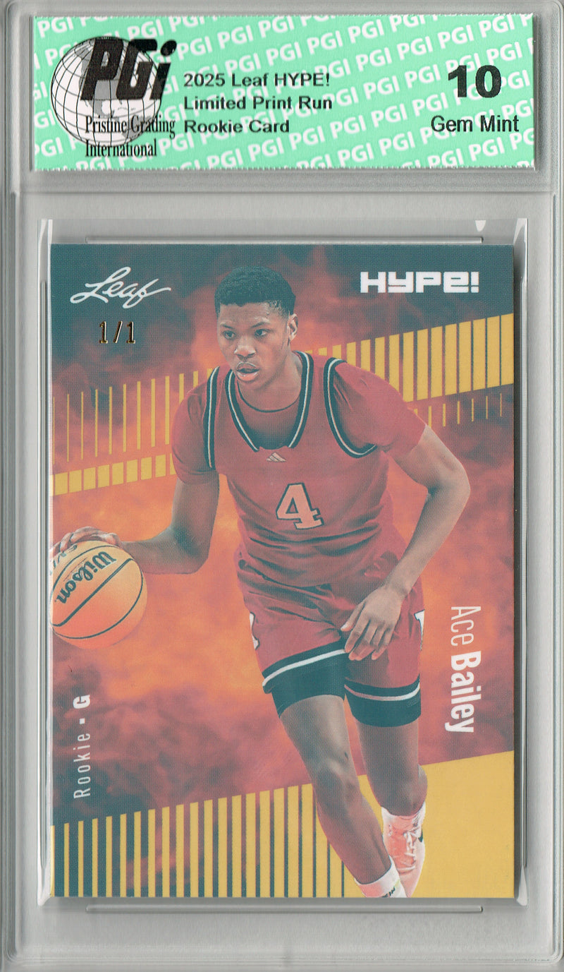 Ace Bailey 2025 Leaf HYPE! #178 Gold Shimmer 1 of 1 Rookie Card PGI 10