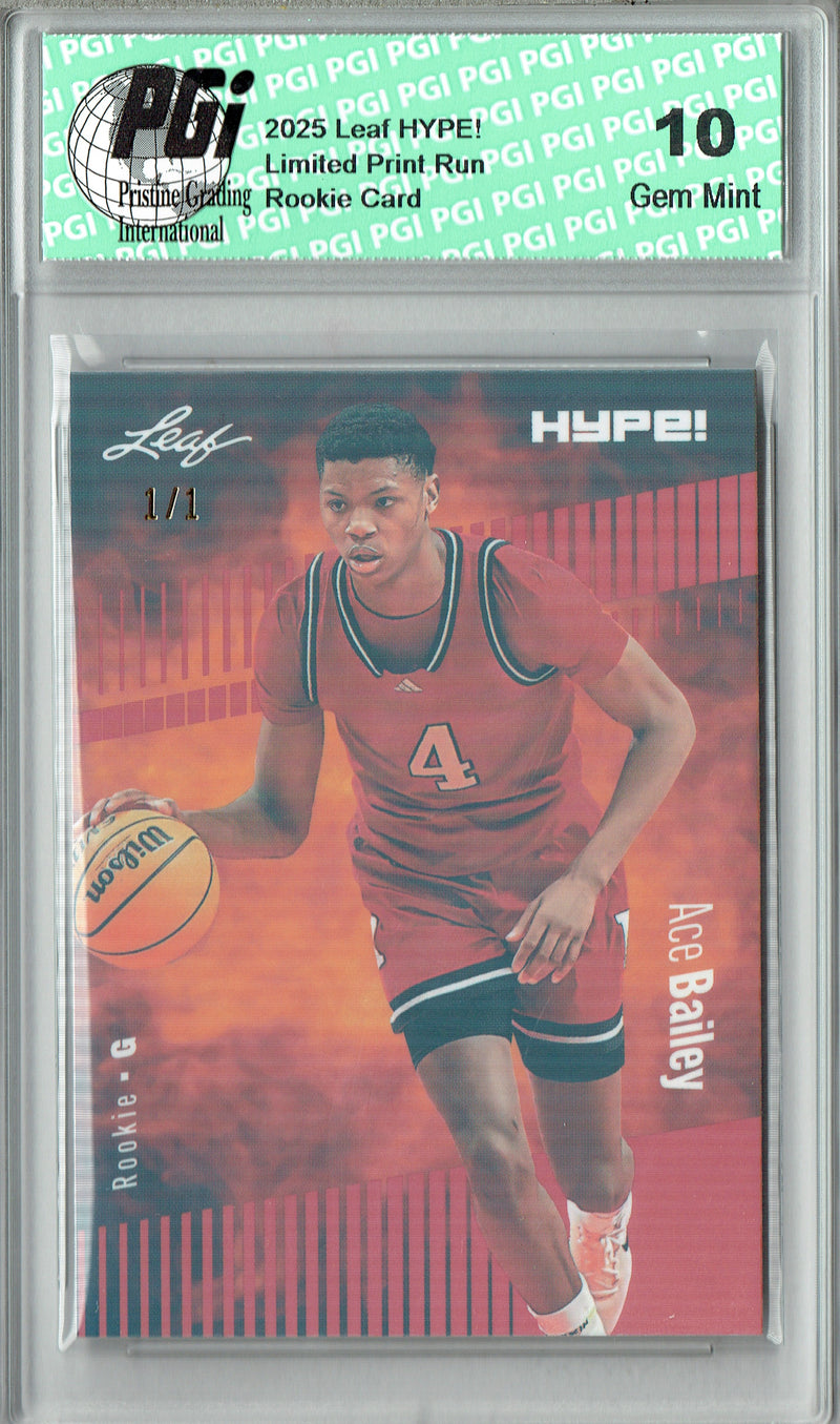 Ace Bailey 2025 Leaf HYPE! #178 Orange Shimmer 1 of 1 Rookie Card PGI 10