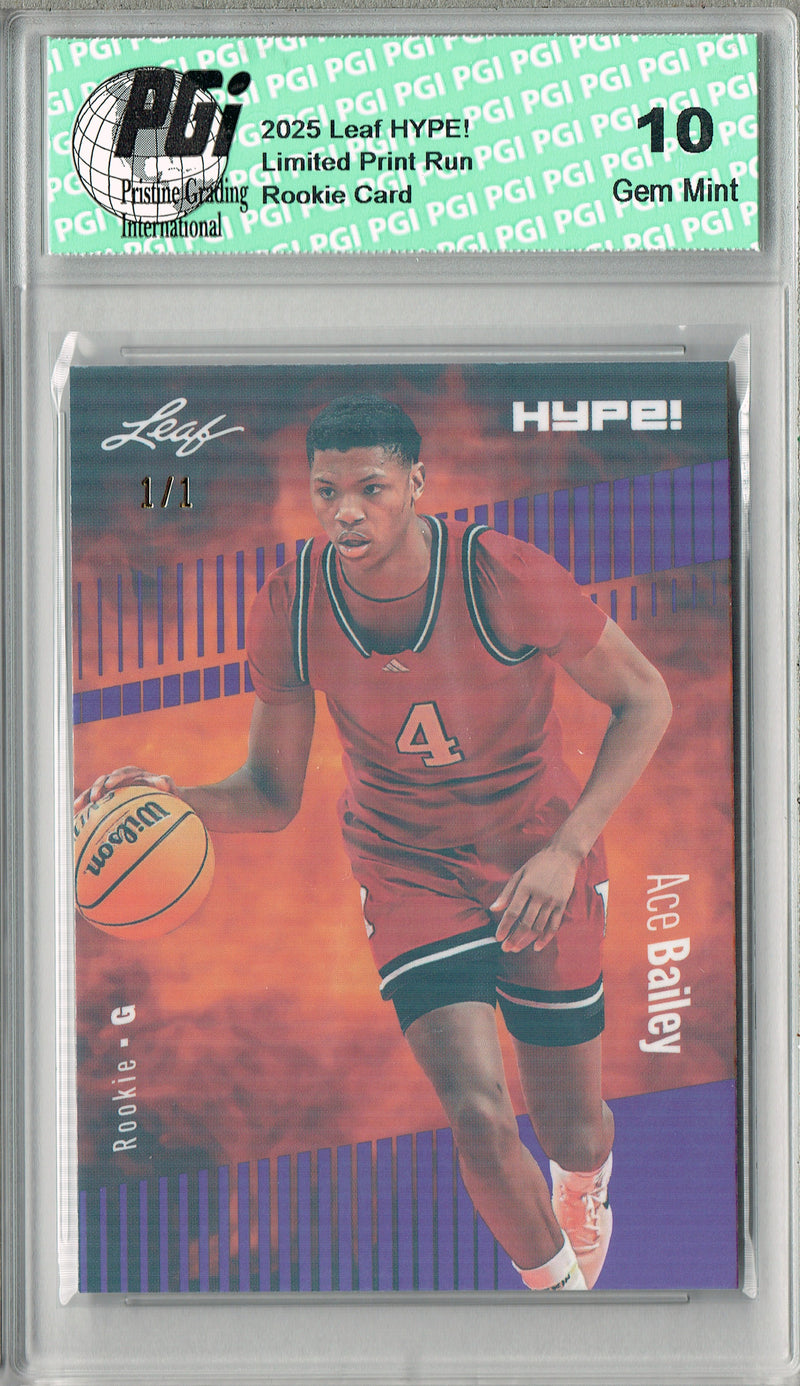 Ace Bailey 2025 Leaf HYPE! #178 Purple Shimmer 1 of 1 Rookie Card PGI 10