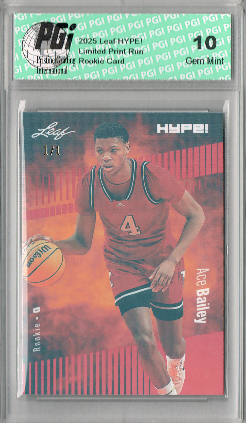 Ace Bailey 2025 Leaf HYPE! #178 Red Shimmer 1 of 1 Rookie Card PGI 10