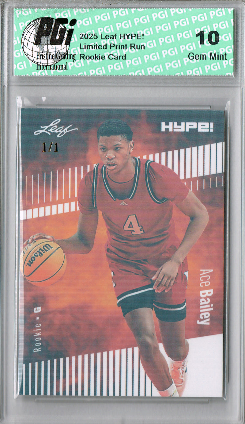 Ace Bailey 2025 Leaf HYPE! #178 White Shimmer 1 of 1 Rookie Card PGI 10