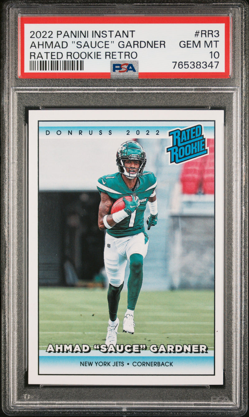 PSA 10 GEM-MT Ahmad "Sauce" Gardner 2022 Panini Instant #RR3 Rookie Card Rated Rookie Retro