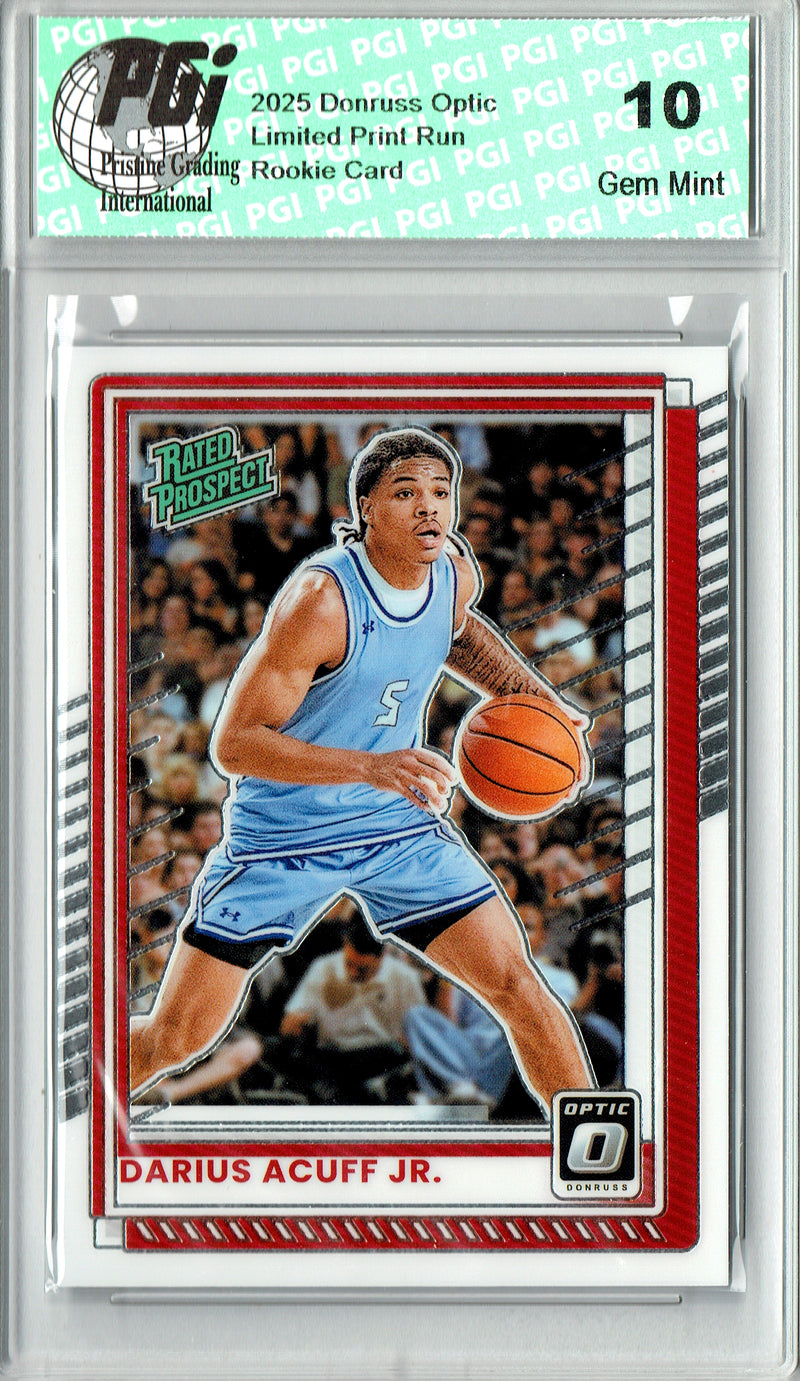 Darius Acuff Jr Rookie Card 2025 Donruss Optic #63, PGI 10, Sacramento Kings Basketball
