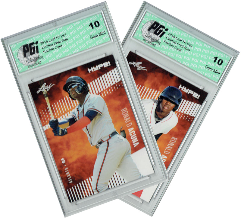 Ronald Acuna Jr. 2018 Leaf HYPE #1 2 Card Lot Rookie Card PGI 10