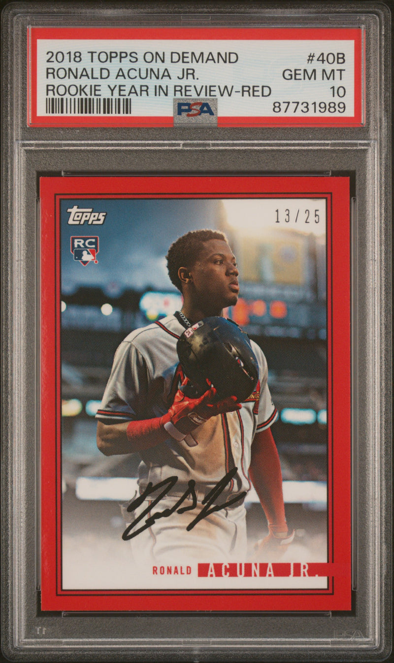 PSA 10 Ronald Acuna Jr. 2018 Topps on Demand #40B Red 13/25 Rookie Card Atlanta Braves