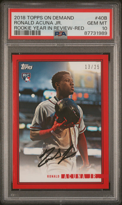 PSA 10 Ronald Acuna Jr. 2018 Topps on Demand #40B Red 13/25 Rookie Card
