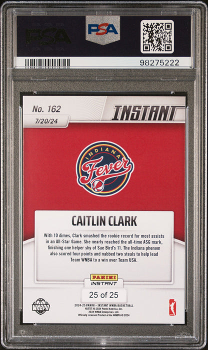 PSA 10 Caitlin Clark 2024 Panini Instant #162 Jungle SP #25/25 Made Rookie Card