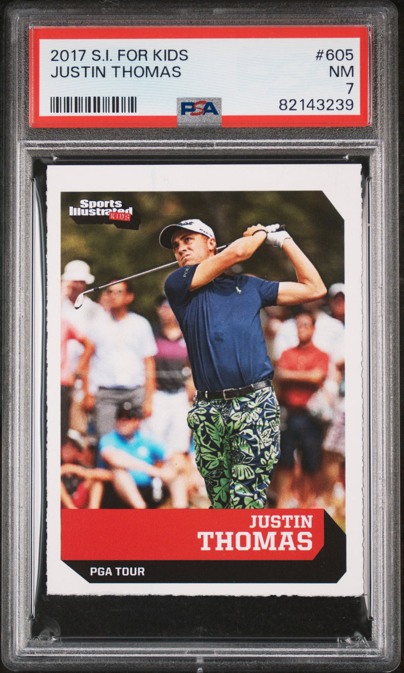PSA 7 NM Justin Thomas 2017 S.I. for Kids #605 Rookie Card PGA Tour