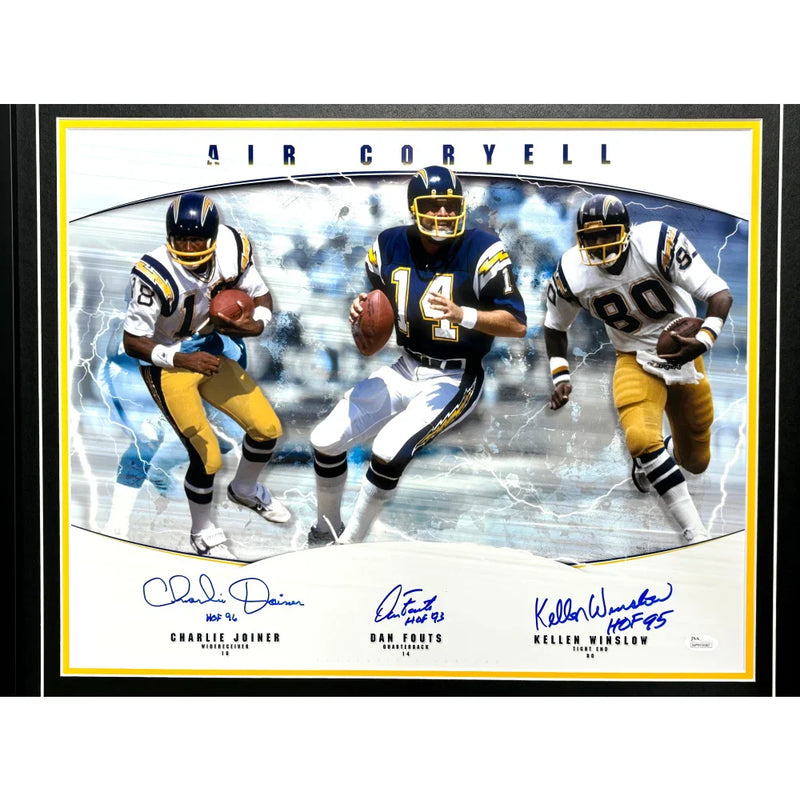 Air Coryell Fouts Joiner Winslow Signed San Diego LA Chargers Framed 16x20 Photo JSA Dan Charlie