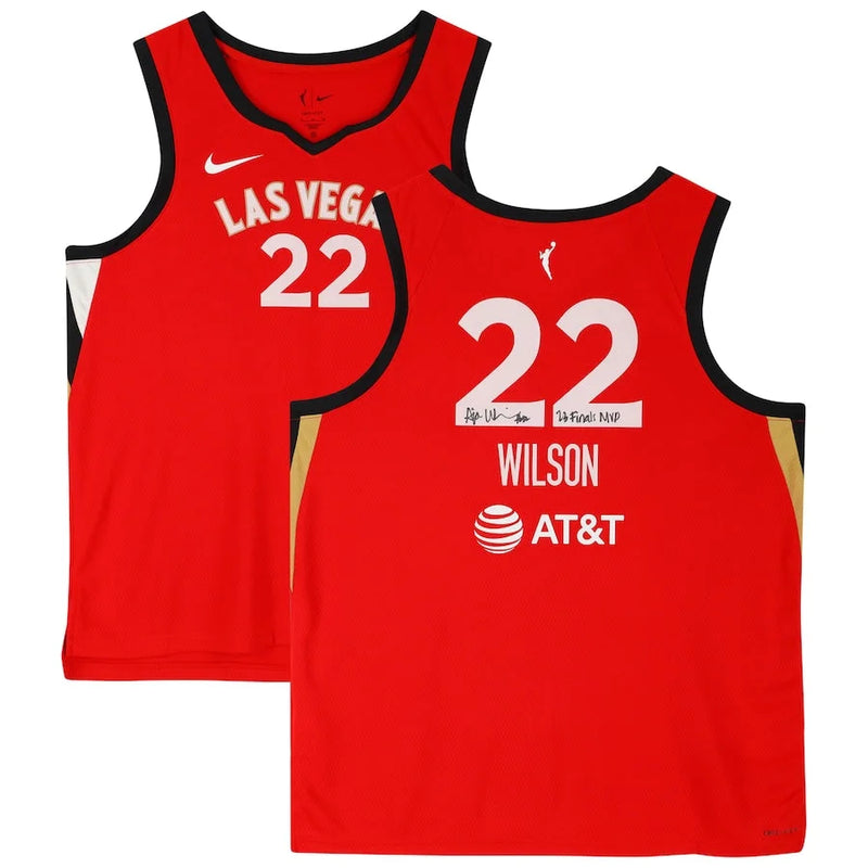 A’ja Wilson Signed Las Vegas Aces Inscribed Jersey "23 Finals MVP" WNBA Autograph A'ja