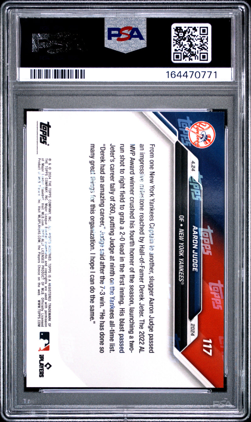 Aaron Judge Trading Card 2024 Topps Now #117 Platinum Member, PSA 10, New York Yankees Baseball