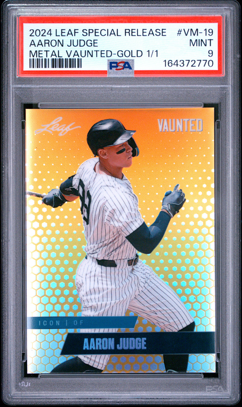 Aaron Judge Trading Card 2024 Leaf Vaunted Metal #VM-19 Gold 1/1, PSA 9, New York Yankees Baseball