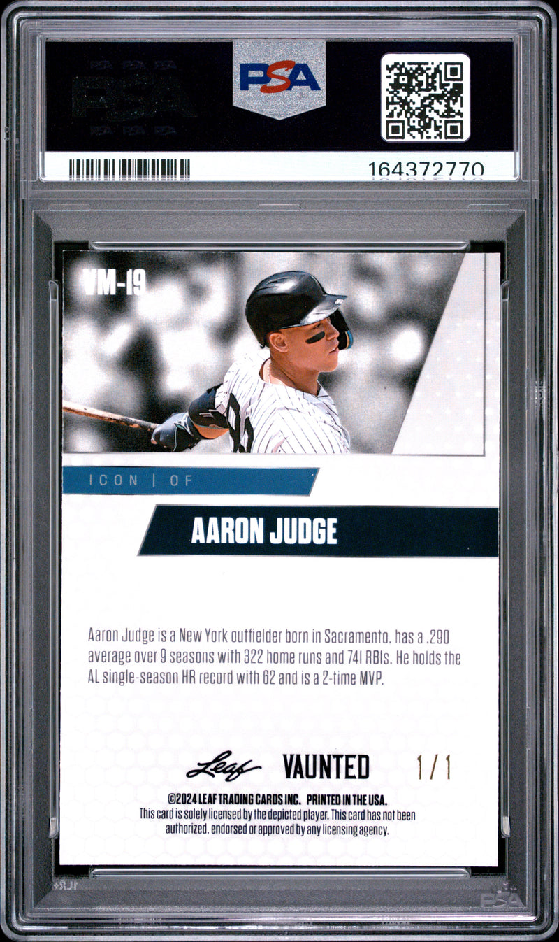 Aaron Judge Trading Card 2024 Leaf Vaunted Metal #VM-19 Gold 1/1, PSA 9, New York Yankees Baseball