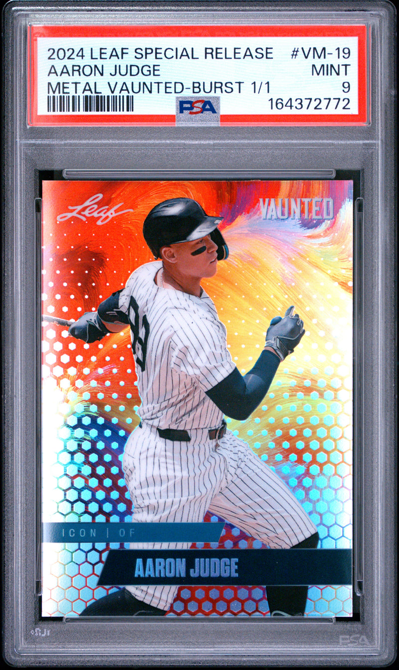 Aaron Judge Trading Card 2024 Leaf Vaunted Metal #VM-19 Burst 1/1, PSA 9, New York Baseball