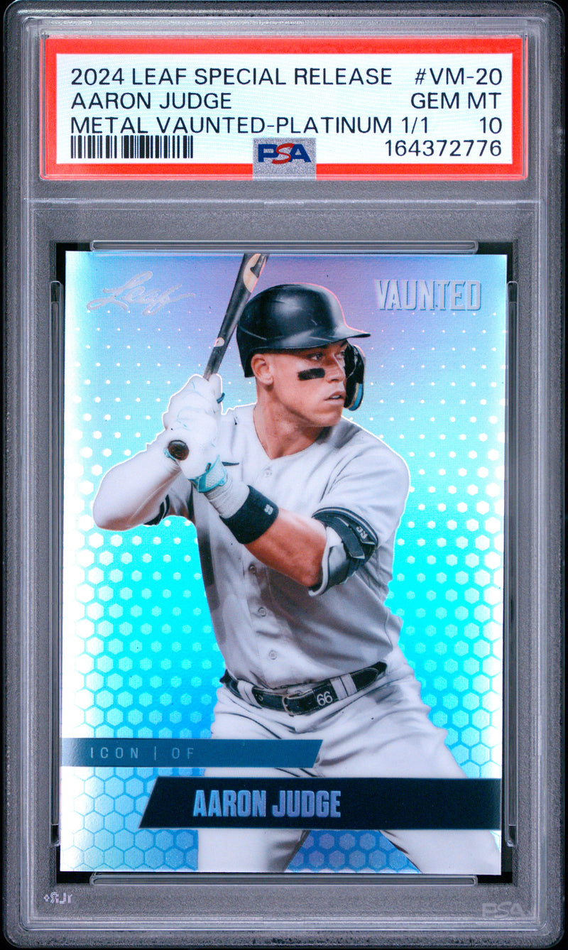 Aaron Judge Trading Card 2024 Leaf Vaunted Metal #VM-20 Platinum 1/1, PSA 10, New York Baseball