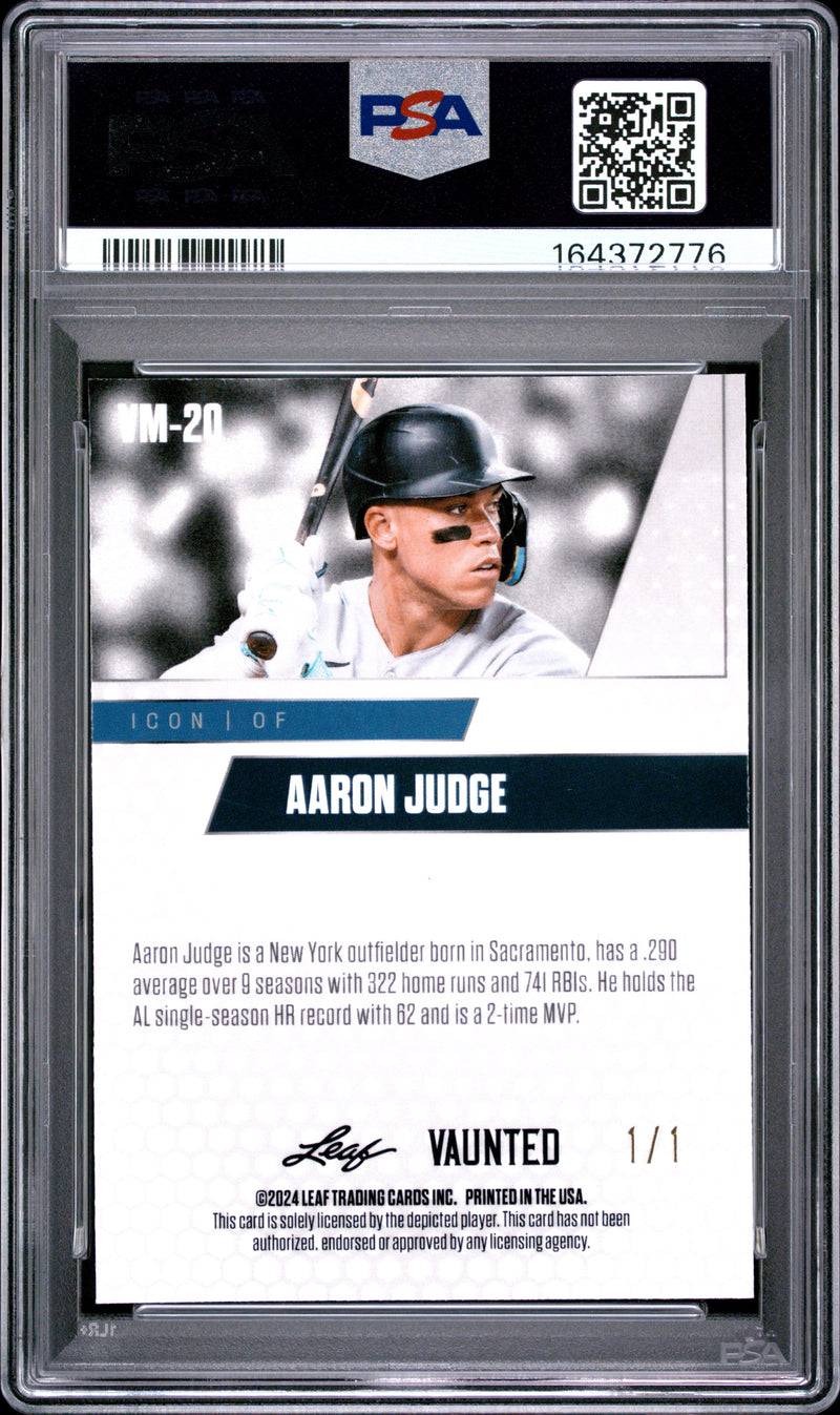 Aaron Judge Trading Card 2024 Leaf Vaunted Metal #VM-20 Platinum 1/1, PSA 10, New York Baseball
