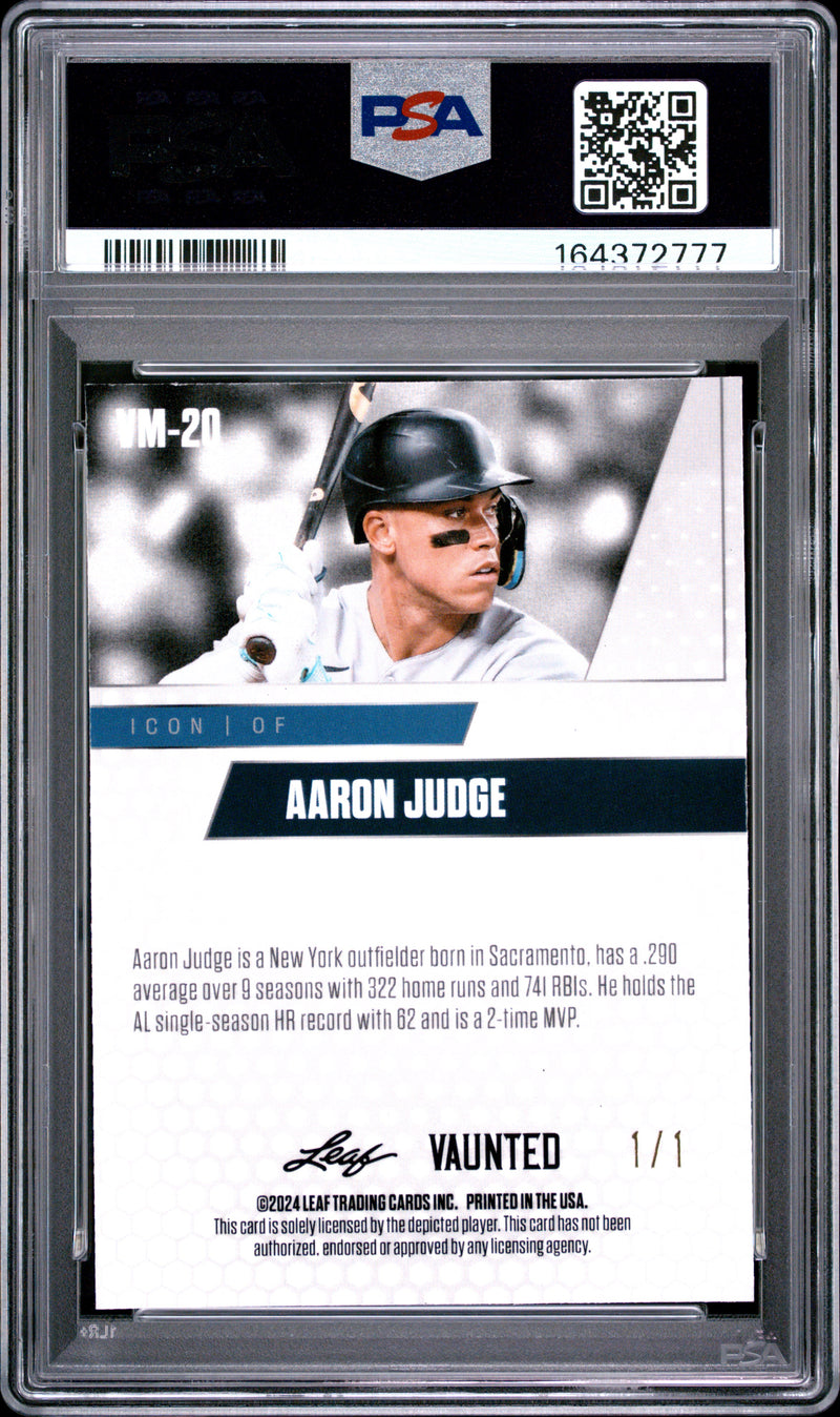 Aaron Judge Trading Card 2024 Leaf Vaunted Metal #VM-20 Burst 1/1, PSA 9, New York Baseball