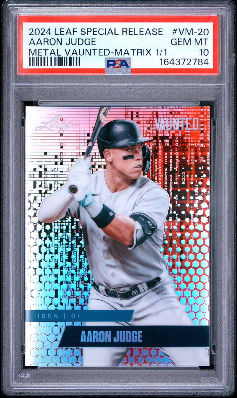 Aaron Judge Rookie Card 2024 Leaf Vaunted Metal #VM-20 Matrix 1/1, PSA 10, New York Baseball