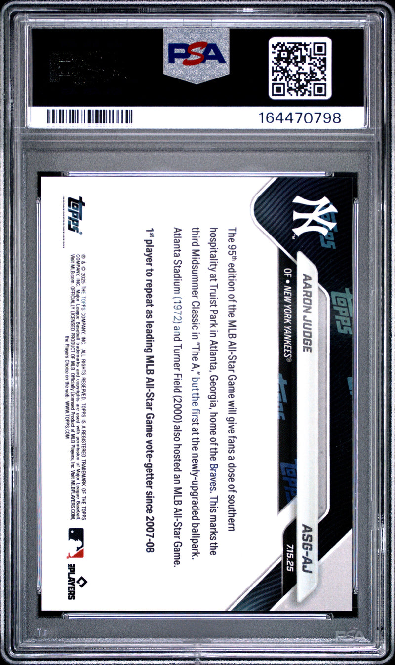 Aaron Judge Trading Card 2025 Topps Now #ASG-AJ Platinum Member, PSA 10, New York Yankees Baseball