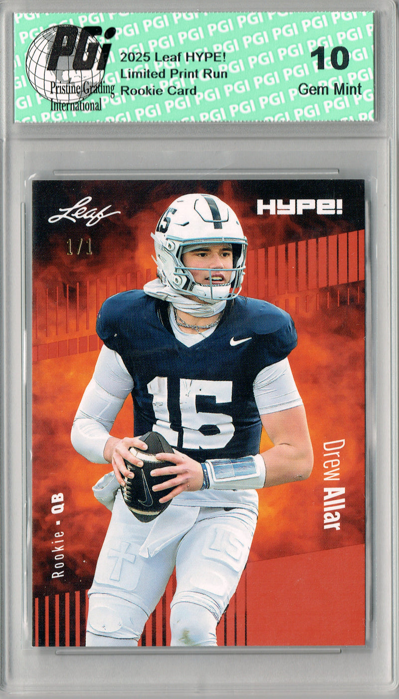 Drew Allar Rookie Card Penn State PGI 10 Football Trading Card 2025 Leaf HYPE! #183 Masterpiece 1 of 1