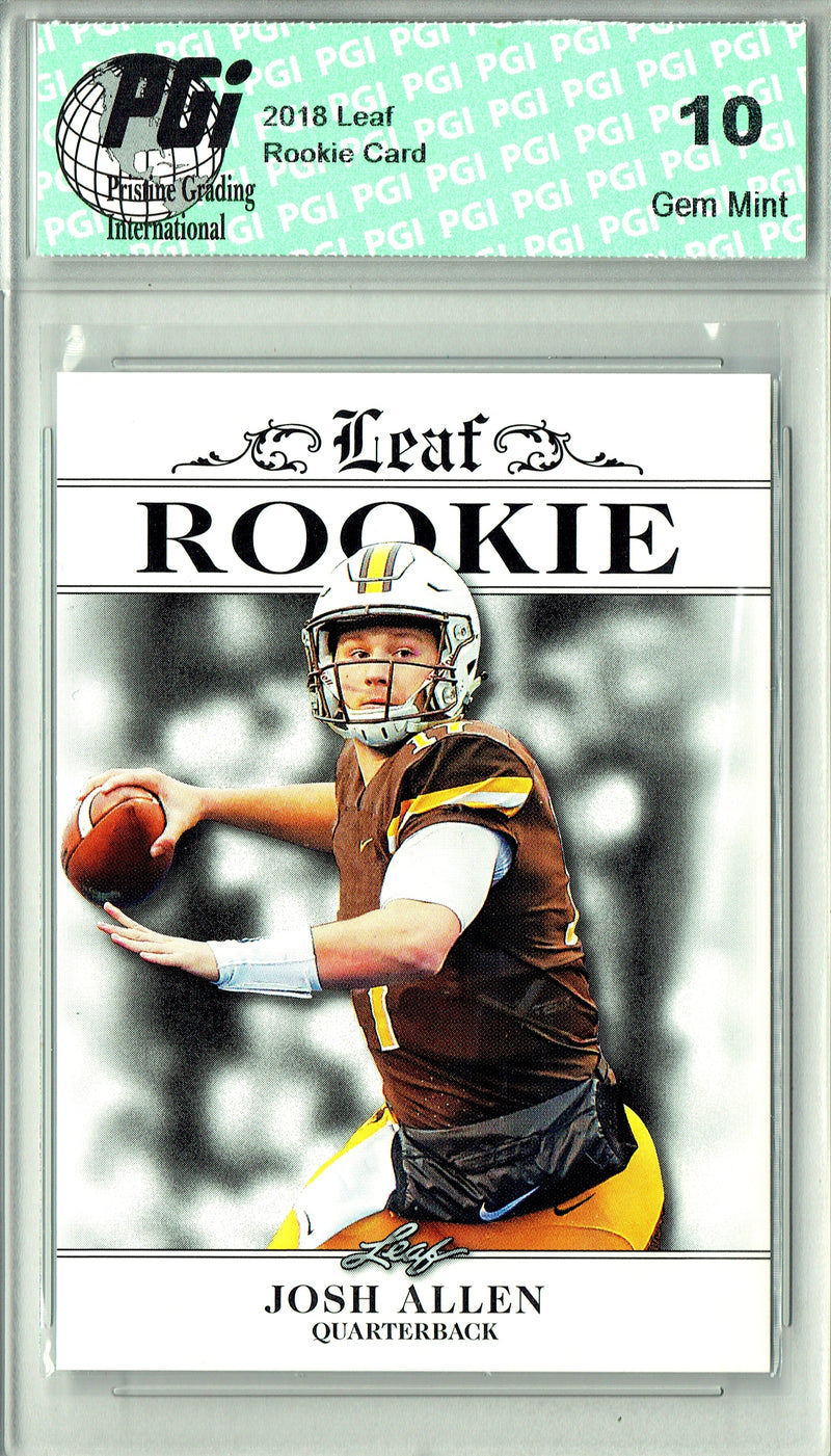 Josh Allen Rookie Card Buffalo PGI 10 Gem Mint Football Trading Card 2018 Leaf Exclusive #RA-02 Only 4,999 Made