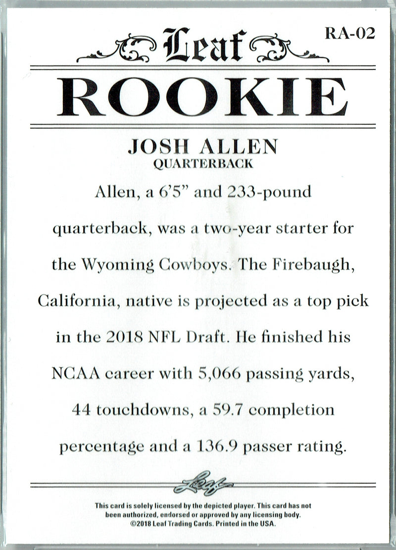 Josh Allen 2018 Leaf Football Exclusive Rookie 25 Card Lot Buffalo #RA-02