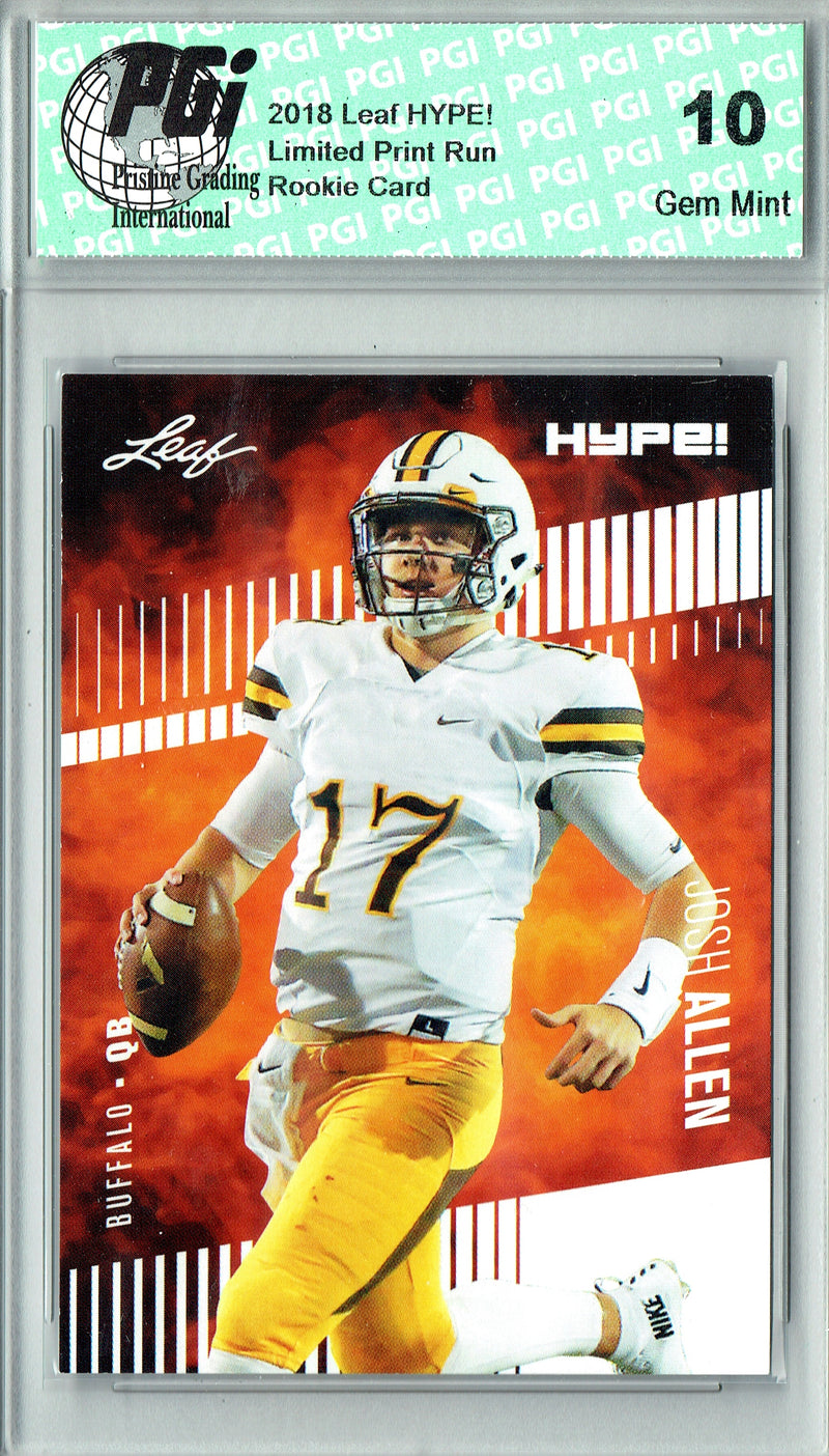 Josh Allen Rookie Card Buffalo PGI 10 Gem Mint Football Trading Card 2018 Leaf HYPE! #5 Only 5000 Made